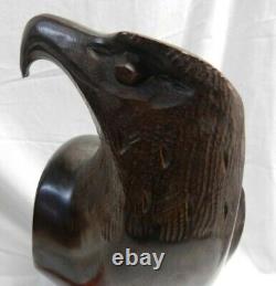 Vintage Hand Carved SOLID WALNUT Wood, Eagle Sculpture 12 Statue, LARGE & HEAVY