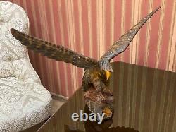 Vintage Hand Carved Soviet Union BIG WOODEN EAGLE USSR Old Statue, 1970