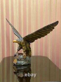 Vintage Hand Carved Soviet Union BIG WOODEN EAGLE USSR Old Statue, 1970