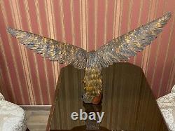 Vintage Hand Carved Soviet Union BIG WOODEN EAGLE USSR Old Statue, 1970