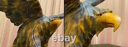 Vintage Hand Carved Soviet Union BIG WOODEN EAGLE USSR Old Statue, 1970