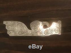 Vintage Hand Carved Tlingit-Haida Sterling Silver Eagle Pendant Brooch Alaska