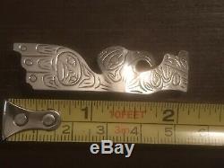 Vintage Hand Carved Tlingit-Haida Sterling Silver Eagle Pendant Brooch Alaska