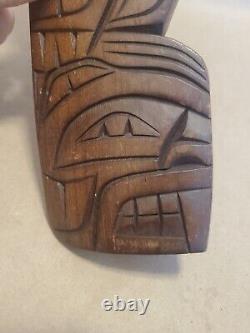 Vintage Hand Carved Totem Eagle over Beaver Paul Joseph Squamish B. C. Canada