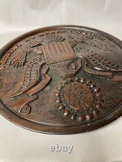 Vintage Hand Carved Us Presidential Seal Eagle Wooden Patriotic Wall Plaque