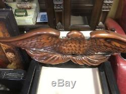 Vintage Hand Carved Wall Wooden Eagle spread wings