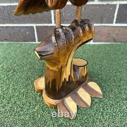 Vintage Hand Carved Wood Eagle Hawk Large Sculpture Signed