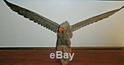 Vintage Hand Carved Wood Eagle With Eaglet Statue 15