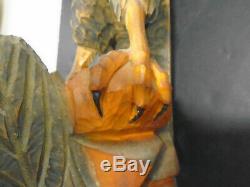 Vintage Hand Carved Wood Eagle With Eaglet Statue 15
