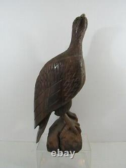 Vintage Hand Carved Wooden Bald Eagle Sculpture Circa 1960's (Pg40C)