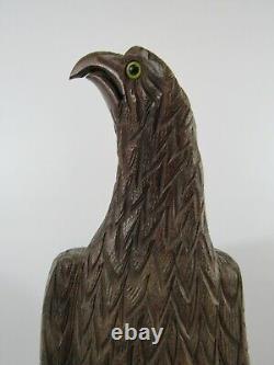 Vintage Hand Carved Wooden Bald Eagle Sculpture Circa 1960's (Pg40C)