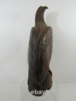 Vintage Hand Carved Wooden Bald Eagle Sculpture Circa 1960's (Pg40C)