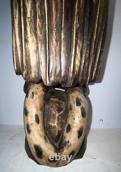 Vintage Hand Carved Wooden Eagle Attacking Snake Wooden Carving Large 23.5