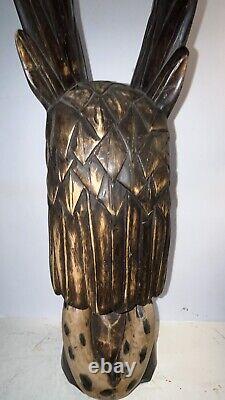 Vintage Hand Carved Wooden Eagle Attacking Snake Wooden Carving Large 23.5