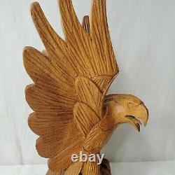 Vintage Hand Carved Wooden Eagle Sculpture Carving Statue 12.5 Folk Art