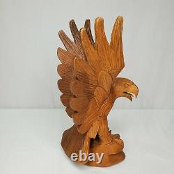 Vintage Hand Carved Wooden Eagle Sculpture Carving Statue 12.5 Folk Art