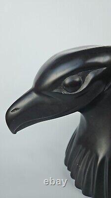 Vintage Hand Carved and Polished Solid Onyx Eagle Head Sculpture 9H x6W× 11.7