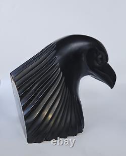 Vintage Hand Carved and Polished Solid Onyx Eagle Head Sculpture 9H x6W× 11.7