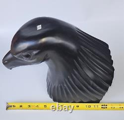 Vintage Hand Carved and Polished Solid Onyx Eagle Head Sculpture 9H x6W× 11.7