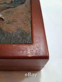 Vintage Hand Carved/handmade EAGLE wood Music Box, AMAZING detailed carving