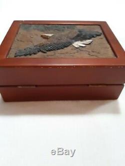 Vintage Hand Carved/handmade EAGLE wood Music Box, AMAZING detailed carving