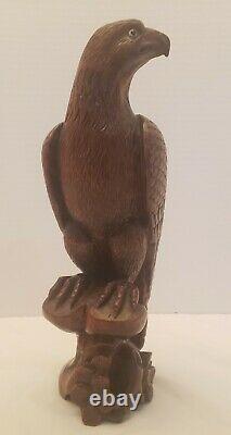 Vintage Hand Carved wood Eagle Black Forest Folk Art very Detailed 11 tall