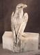 Vintage Hand Crafted Carrera Marble Eagle Sculpture Bookend Heavy With Glass Eyes