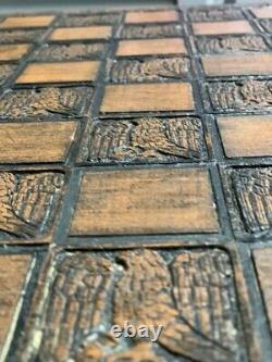 Vintage Hand Crafted Carved Eagle Snake Design Wooden Chess Board LARGE 18x18