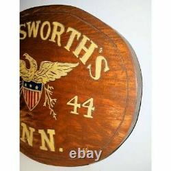 Vintage Hand Painted Carved Wood Sign Eagle Patriotic Americana Folk Wall Decor
