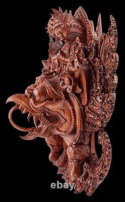 Vintage Hand-carved Mask Garuda Bali Wood Wall Art God Bird Guardian Eagle Rare