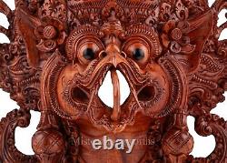 Vintage Hand-carved Mask Garuda Bali Wood Wall Art God Bird Guardian Eagle Rare