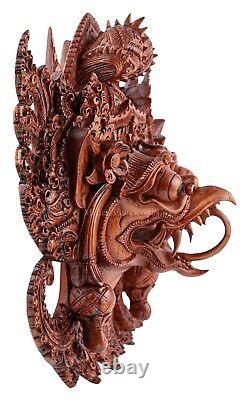 Vintage Hand-carved Mask Garuda Bali Wood Wall Art God Bird Guardian Eagle Rare