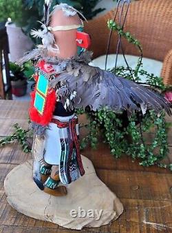 Vintage Hopi Eagle Kachina Doll 1970s LARGE Hand Carved Painted Marcus Nehee