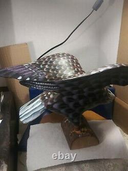 Vintage Large Hand Carved And Painted Wooden Eagle Sculpture. Beautiful