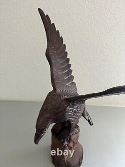 Vintage Large Hand Carved Wooden Eagle Sculpture/statue