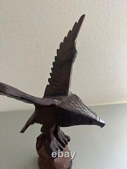 Vintage Large Hand Carved Wooden Eagle Sculpture/statue