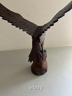 Vintage Large Hand Carved Wooden Eagle Sculpture/statue