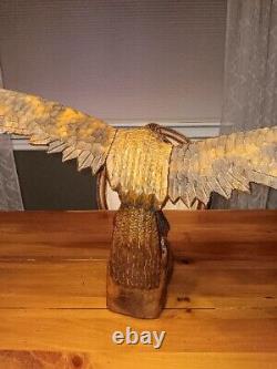 Vintage Large Hand Carved Wooden Eagle Wings Are Removable Made In Ukraine