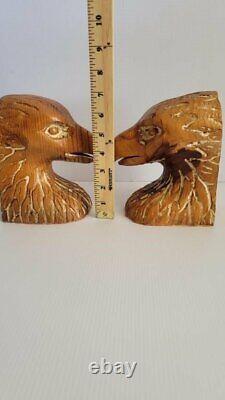 Vintage Sarried from Spain Hand Carved Wood Eagle Bookends