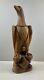 Vintage Signed Hand Carved Wooden Eagle W Native American Trench Art Necklace