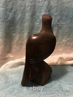 Vintage Solid Hand Carved Walnut Wood Eagle 10 Inches Tall Beautiful