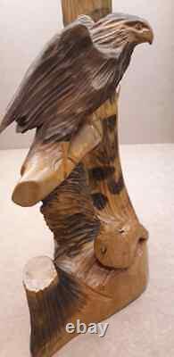 Vintage Soviet Russian Hand Carved Wooden Eagle Figurine Statuette Ussr