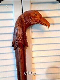 Vintage Style Walking Hand Carved Eagle Walking Stick Cane Bird Wooden Cane-GIFT