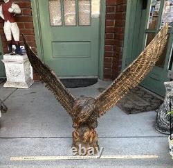 Vintage Witco Tiki US Eagle Statue Sculpture Hand Carved Wood Folk Art 70s Patri