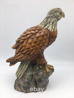 Vintage Wood Bald Eagle Statue Hand Carved and Painted Signed Ardis #0009 11 T