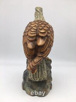 Vintage Wood Bald Eagle Statue Hand Carved and Painted Signed Ardis #0009 11 T