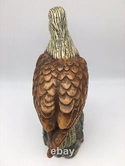 Vintage Wood Bald Eagle Statue Hand Carved and Painted Signed Ardis #0009 11 T