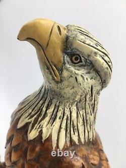 Vintage Wood Bald Eagle Statue Hand Carved and Painted Signed Ardis #0009 11 T