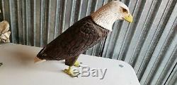 Vintage Wooden Hand Carved Duck Decoy American Bald Eagle