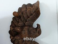 Vintage Wooden Hand Carved Eagle 2 Peg Coat Rack